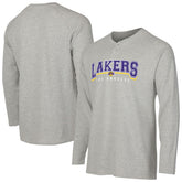 Los Angeles Lakers Concepts Sport Hawthorn Thermal Knit Long Sleeve Henley T-Shirt Gray