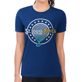 St. Louis Blues G-III 4Her by Carl Banks Women's Super-Slim Lightweight Pinstripe Circle Graphic T-Shirt - Royal - NHL 203505349