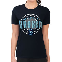 Seattle Kraken G-III 4Her by Carl Banks Women's Super-Slim Lightweight Pinstripe Circle Graphic T-Shirt - Navy - NHL 203505350