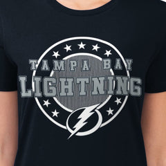 Tampa Bay Lightning G-III 4Her by Carl Banks Women's Super-Slim Lightweight Pinstripe Circle Graphic T-Shirt - Navy - NHL 203505351
