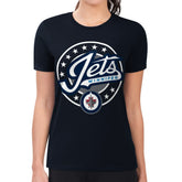 Winnipeg Jets G-III 4Her by Carl Banks Women's Super-Slim Lightweight Pinstripe Circle Graphic T-Shirt - Navy - NHL 203505354