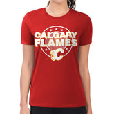Calgary Flames G-III 4Her by Carl Banks Women's Super-Slim Lightweight Pinstripe Circle Graphic T-Shirt - Red - NHL 203505355