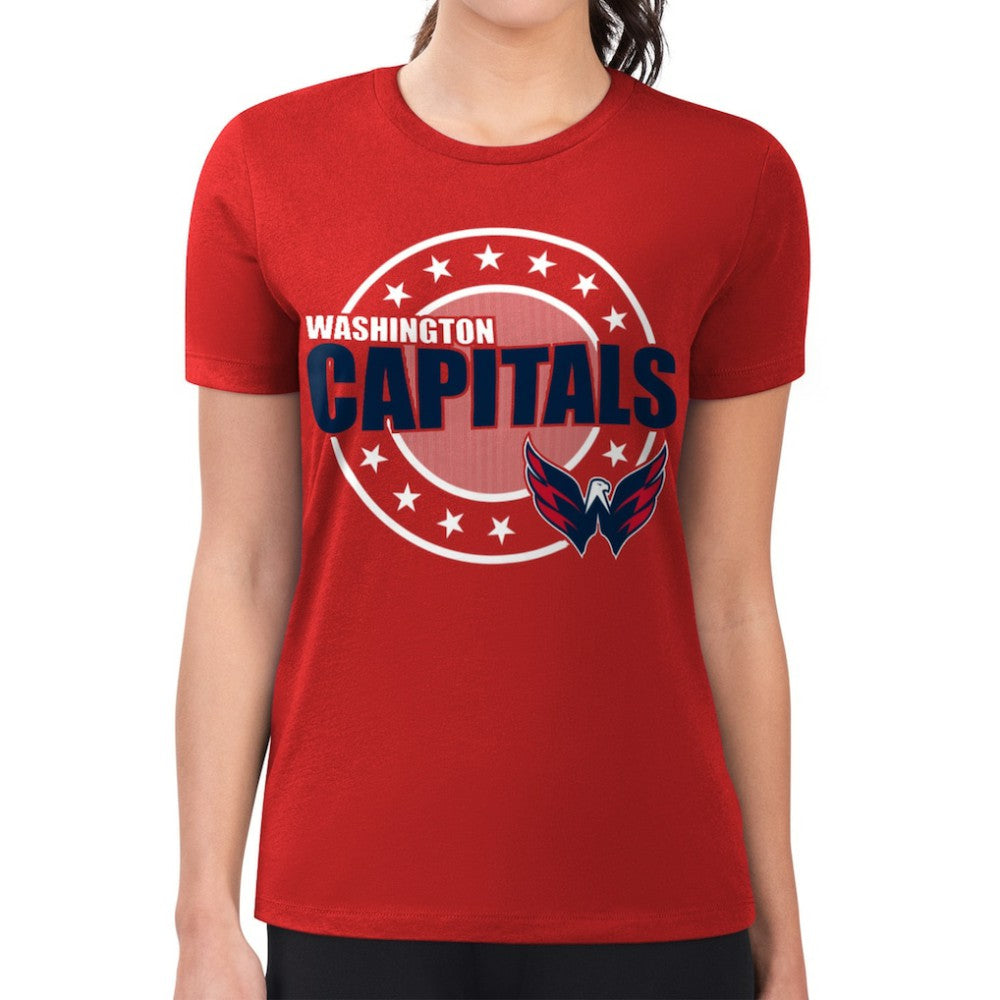 Washington Capitals G-III 4Her by Carl Banks Women's Super-Slim Lightweight Pinstripe Circle Graphic T-Shirt - Red - NHL 203505362