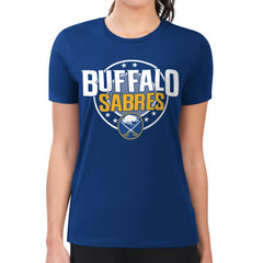 Buffalo Sabres G-III 4Her by Carl Banks Women's Super-Slim Lightweight Pinstripe Circle Graphic T-Shirt - Royal - NHL 203505363