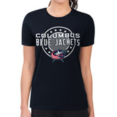 Columbus Blue Jackets G-III 4Her by Carl Banks Women's Super-Slim Lightweight Pinstripe Circle Graphic T-Shirt - Navy - NHL 203505371