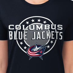 Columbus Blue Jackets G-III 4Her by Carl Banks Women's Super-Slim Lightweight Pinstripe Circle Graphic T-Shirt - Navy - NHL 203505371