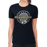 Nashville Predators G-III 4Her by Carl Banks Women's Super-Slim Lightweight Pinstripe Circle Graphic T-Shirt - Navy - NHL 203505373