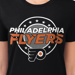 Philadelphia Flyers G-III 4Her by Carl Banks Women's Super-Slim Lightweight Pinstripe Circle Graphic T-Shirt - Black - NHL 203505374