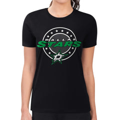 Dallas Stars G-III 4Her by Carl Banks Women's Super-Slim Lightweight Pinstripe Circle Graphic T-Shirt - Black - NHL 203505375