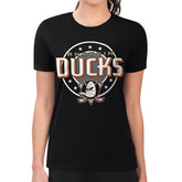 Anaheim Ducks G-III 4Her by Carl Banks Women's Super-Slim Lightweight Pinstripe Circle Graphic T-Shirt - Black - NHL 203505379