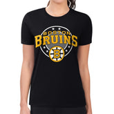 Boston Bruins G-III 4Her by Carl Banks Women's Super-Slim Lightweight Pinstripe Circle Graphic T-Shirt - Black - NHL 203505380