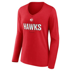 Atlanta Hawks Women's Center Court Name & Number Custom Long Sleeve V-Neck T-Shirt Red