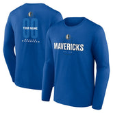 Dallas Mavericks Center Court Name & Number Custom Long Sleeve T-Shirt Blue