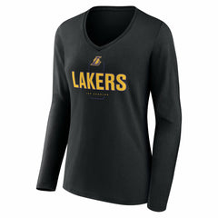 Los Angeles Lakers Women's Center Court Name & Number Custom Long Sleeve V-Neck T-Shirt Black