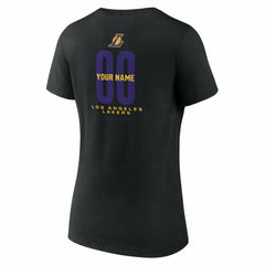 Los Angeles Lakers Women's Center Court Name & Number Custom V-Neck T-Shirt Black