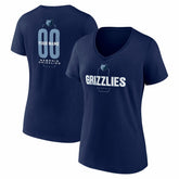 Memphis Grizzlies Women's Center Court Name & Number Custom V-Neck T-Shirt Navy