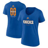 New York Knicks Women's Center Court Name & Number Custom V-Neck T-Shirt Blue