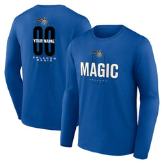 Orlando Magic Center Court Name & Number Custom Long Sleeve T-Shirt Blue