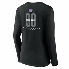 Sacramento Kings Women's Center Court Name & Number Custom Long Sleeve V-Neck T-Shirt Black