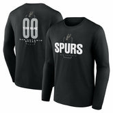 San Antonio Spurs Center Court Name & Number Custom Long Sleeve T-Shirt Black