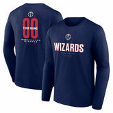 Washington Wizards Center Court Name & Number Custom Long Sleeve T-Shirt Navy