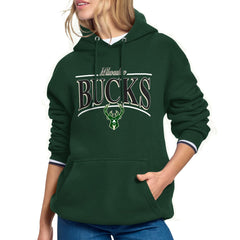 Milwaukee Bucks Starter Women's Arch Stripe Fleece Hoodie Hunter Green