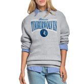 Minnesota Timberwolves Starter Women's Arch Stripe Fleece Crewneck Sweatshirt Gray