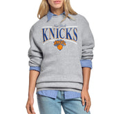 New York Knicks Starter Women's Arch Stripe Fleece Crewneck Sweatshirt Gray