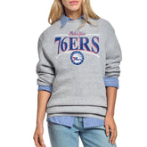 Philadelphia 76ers Starter Women's Arch Stripe Fleece Crewneck Sweatshirt Gray