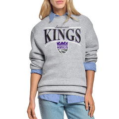Sacramento Kings Starter Women's Arch Stripe Fleece Crewneck Sweatshirt Gray