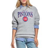 Detroit Pistons Starter Women's Arch Stripe Fleece Crewneck Sweatshirt Gray