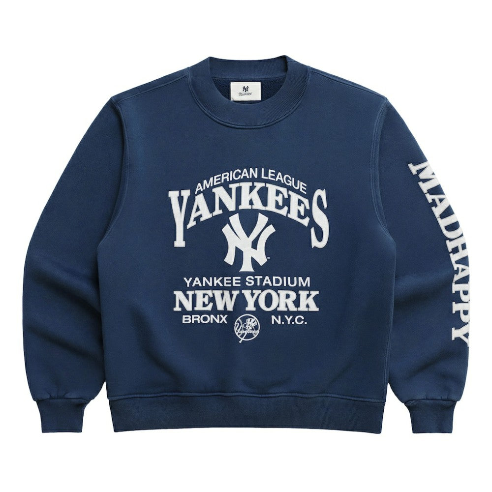 New York Yankees Madhappy Unisex High Rib Sweatshirt - Blue - MLB on Sale
