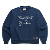 New York Yankees Madhappy Unisex Script Fleece Sweatshirt - Blue - MLB Lifestyle