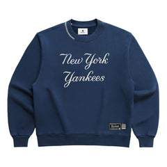 New York Yankees Madhappy Unisex Script Fleece Sweatshirt - Blue - MLB Lifestyle