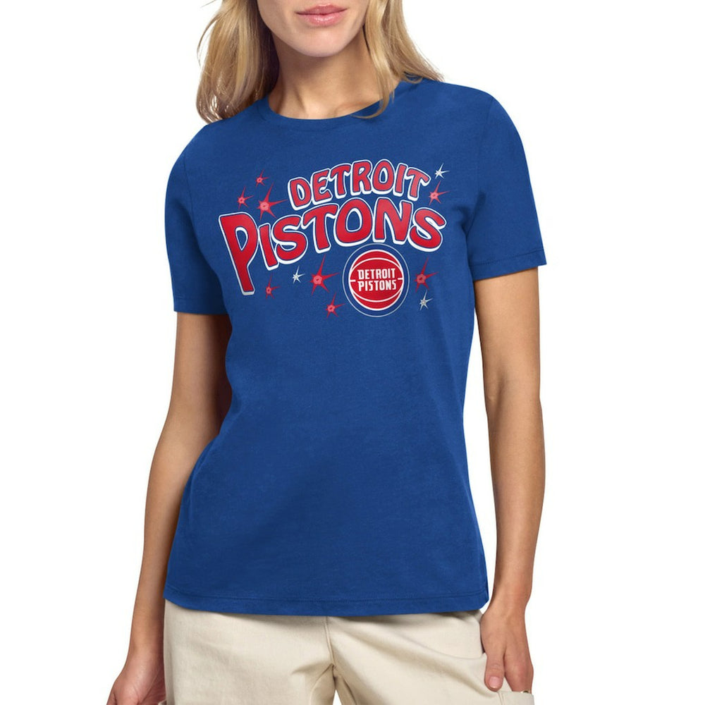Detroit Pistons Starter Women's Fireworks T-Shirt Blue