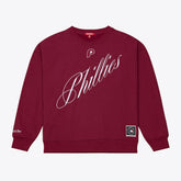 Philadelphia Phillies Mitchell & Ness Women's Script Sweatshirt - Burgundy - Mitchell & Ness Sale
