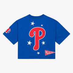 Philadelphia Phillies Mitchell & Ness Women's Pep Rally Cropped Boxy T-Shirt - Royal - Mitchell & Ness Sale