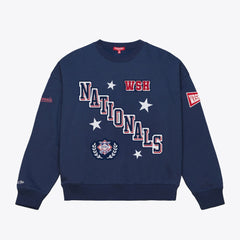 Washington Nationals Mitchell & Ness Women's Pep Rally Sweatshirt - Navy - Mitchell & Ness Lifestyle