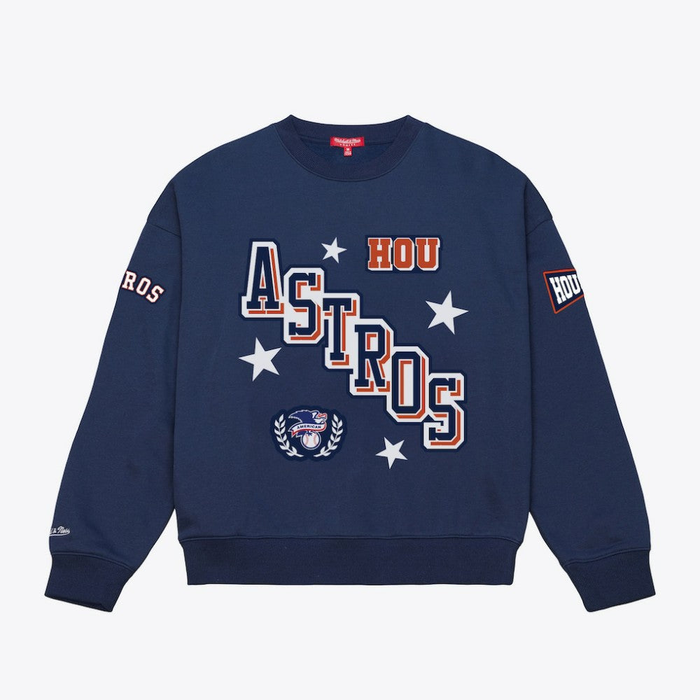 Houston Astros Mitchell & Ness Women's Pep Rally Sweatshirt - Navy - Mitchell & Ness Online