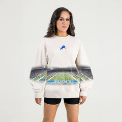 Detroit Lions Gameday Couture Women's Power Move Stadium Premium Drop Shoulder Sweatshirt Natural