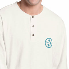 Pittsburgh Steelers Margaritaville Island Reserve Long Sleeve Slub Henley Shirt White/Light Blue