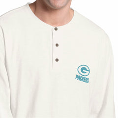 Green Bay Packers Margaritaville Island Reserve Long Sleeve Slub Henley Shirt White/Light Blue