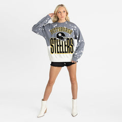 Pittsburgh Steelers Gameday Couture Women's Arch Rivals Faded Wash Sweatshirt Gray