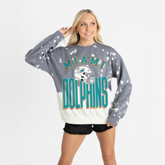 Miami Dolphins Gameday Couture Women's Arch Rivals Faded Wash Sweatshirt Gray
