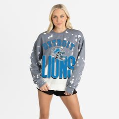 Detroit Lions Gameday Couture Women's Arch Rivals Faded Wash Sweatshirt Gray