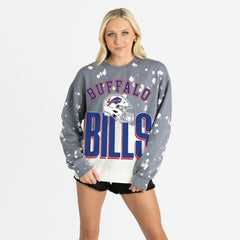 Buffalo Bills Gameday Couture Women's Arch Rivals Faded Wash Sweatshirt Gray