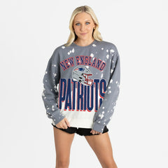 New England Patriots Gameday Couture Women's Arch Rivals Faded Wash Sweatshirt Gray