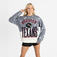 Houston Texans Gameday Couture Women's Arch Rivals Faded Wash Sweatshirt Gray