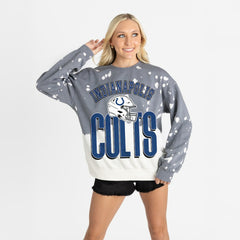 Indianapolis Colts Gameday Couture Women's Arch Rivals Faded Wash Sweatshirt Gray