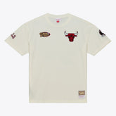 Chicago Bulls Hardwood Classics Chainstitch Premium T-Shirt for sale Cream | Mitchell & Ness online